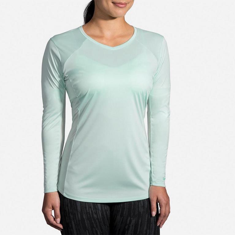 Brooks Stealth - Womens Long Sleeve Running Shirt - Green (80371CZPS)